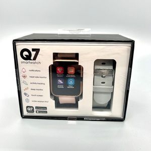 Q9 Smartwatch Gold With Gray & Pink Interchangeable Straps